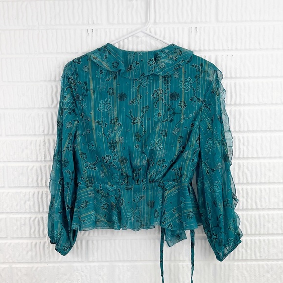 Cleobella | Tops | New Cleobella Teal Wrap Ruffled Long Sleeve Blouse ...